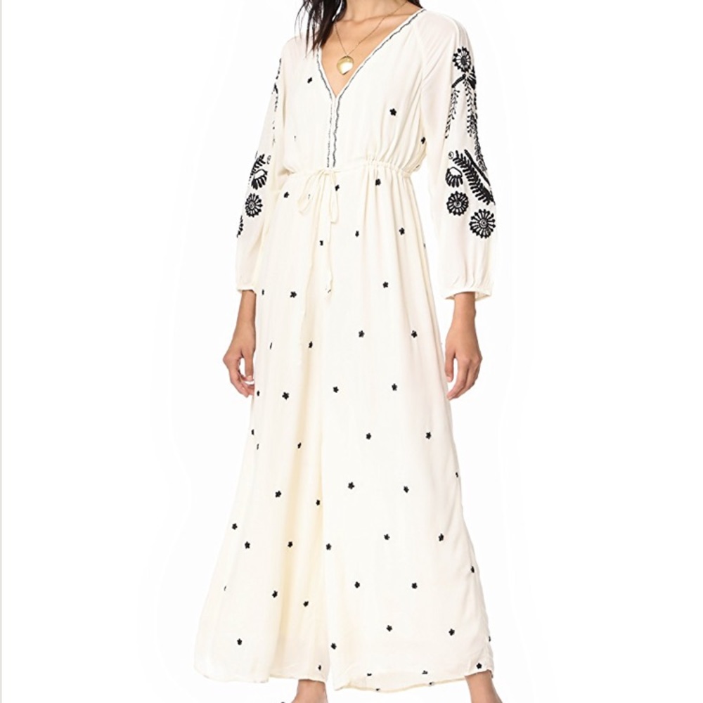Free People Embroidered V Neck Jumpsuit
